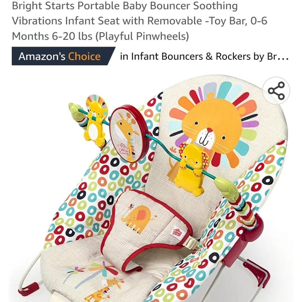 Bright Starts Portable Baby Bouncer Soothing Vibrations Infant Seat, 0-6 months